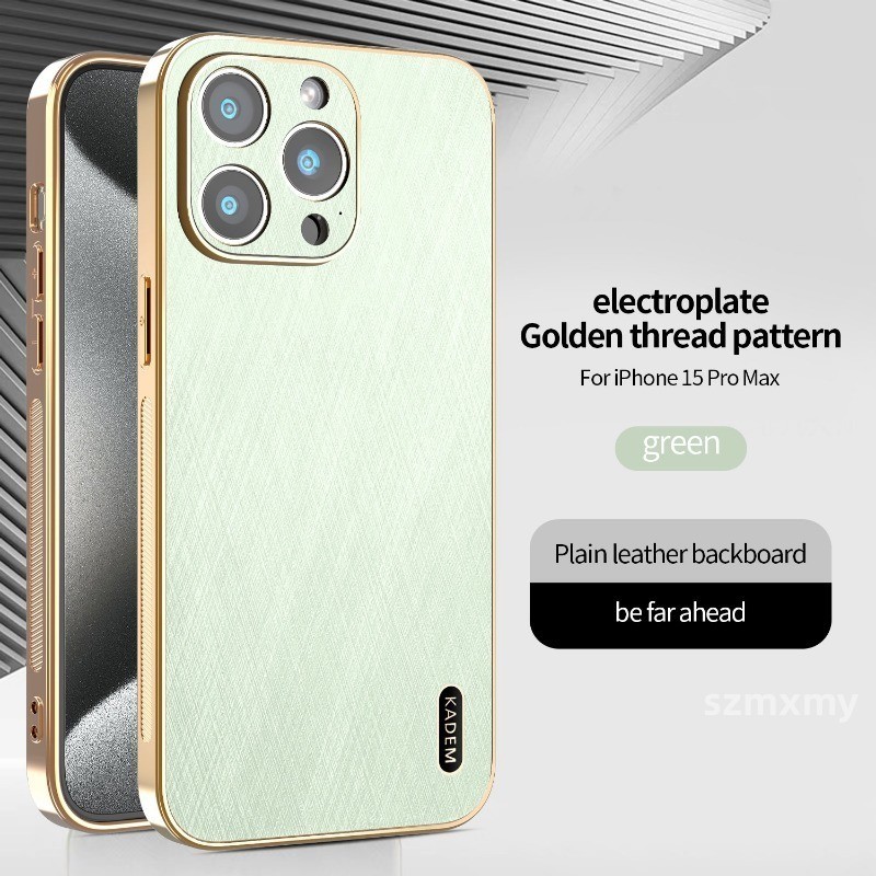 Electroplate Golden Thread Pattern Case for IPhone 16 15 13 14 11 12 ...