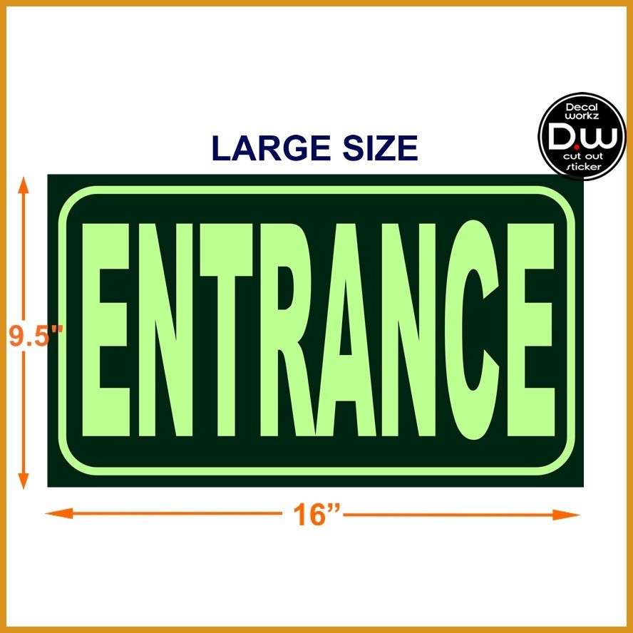 ☁ Fire Exit Entrance Sign Luminous / Glow in the Dark Cut-Out Sticker ...