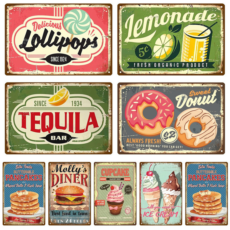 Dount Retro Tin Sign Poster Vintage Wall Posters Metal Sign Decorative ...