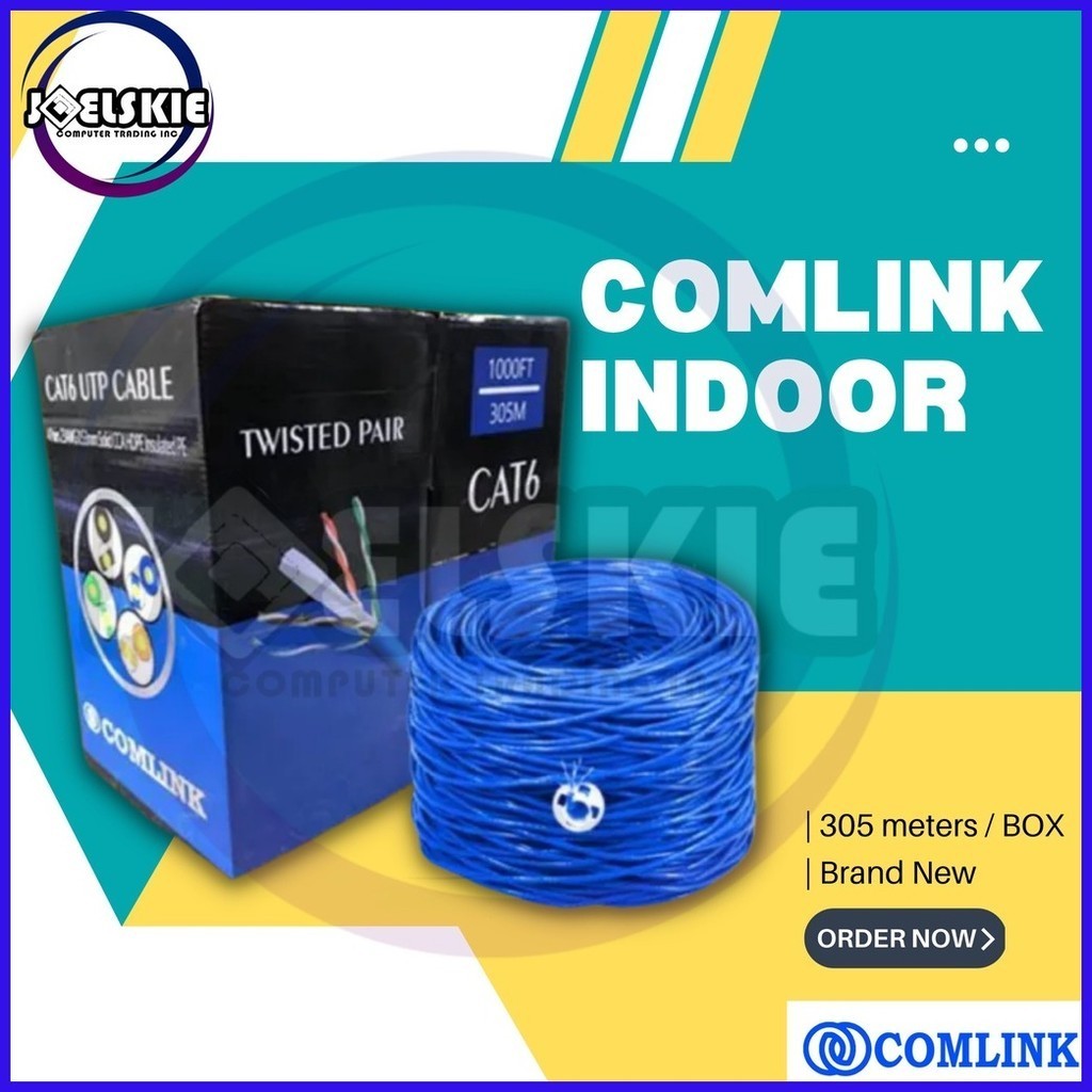 ๑ COMLINK CAT6 UTP CABLE INDOOR 305M SOLID CCA LAN CABLE ETHERNET CABLE ...