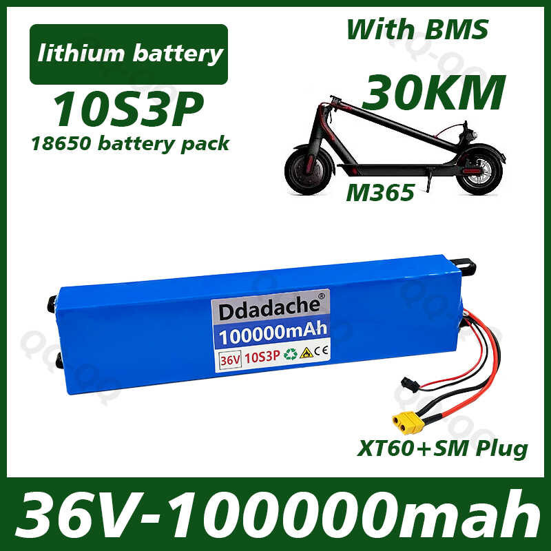 Batterie Lithium Ion 36V 30000mAh Pour Vélo Électrique - Pack 10S3P Avec Chargeur - Compatible Scooter, Moto