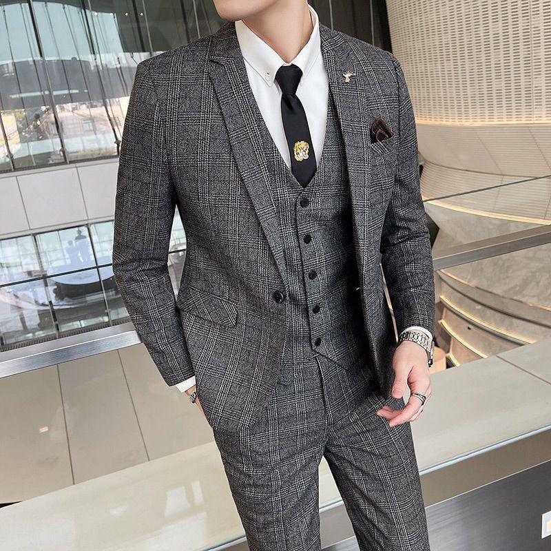 Suit Men's Three-Piece Suit Slim-fit Professional Business Formal Suit ...
