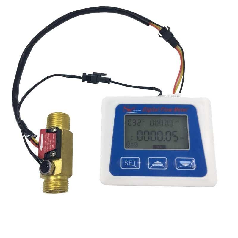 Digital Meter Brass Flow Sensor Thermometer Yf B7 Full Flow Water