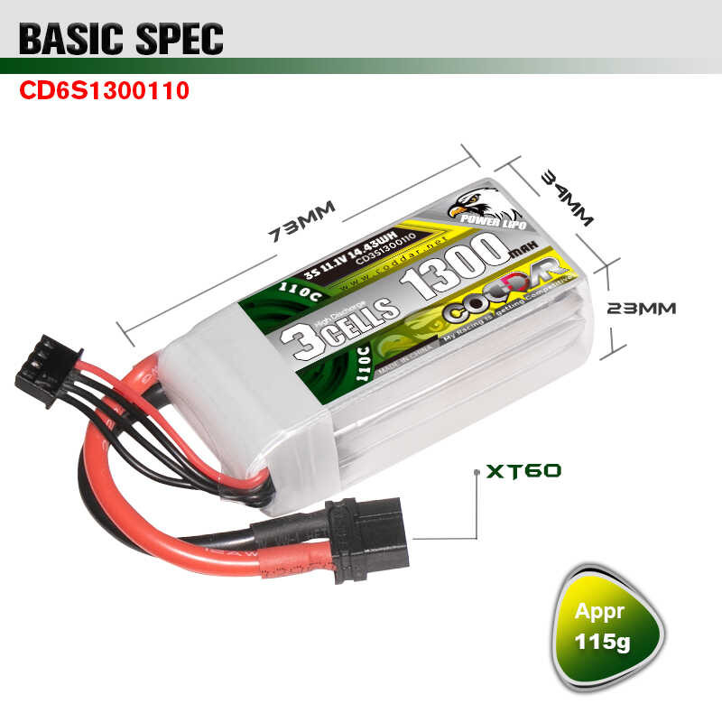 1300MAH 3S 11.1V 110C model airplane four axis fixed wing unmanned ...