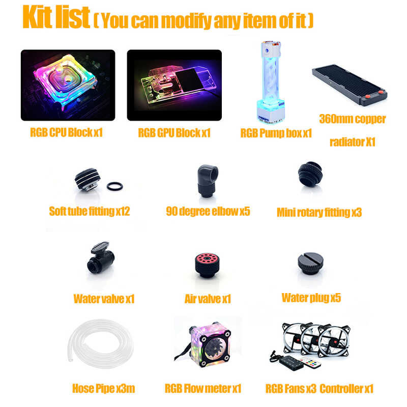 Frozen 8 Cooler Soft Tube MOD Set CPU GPU Combo 360Mm Radiator Hose ...