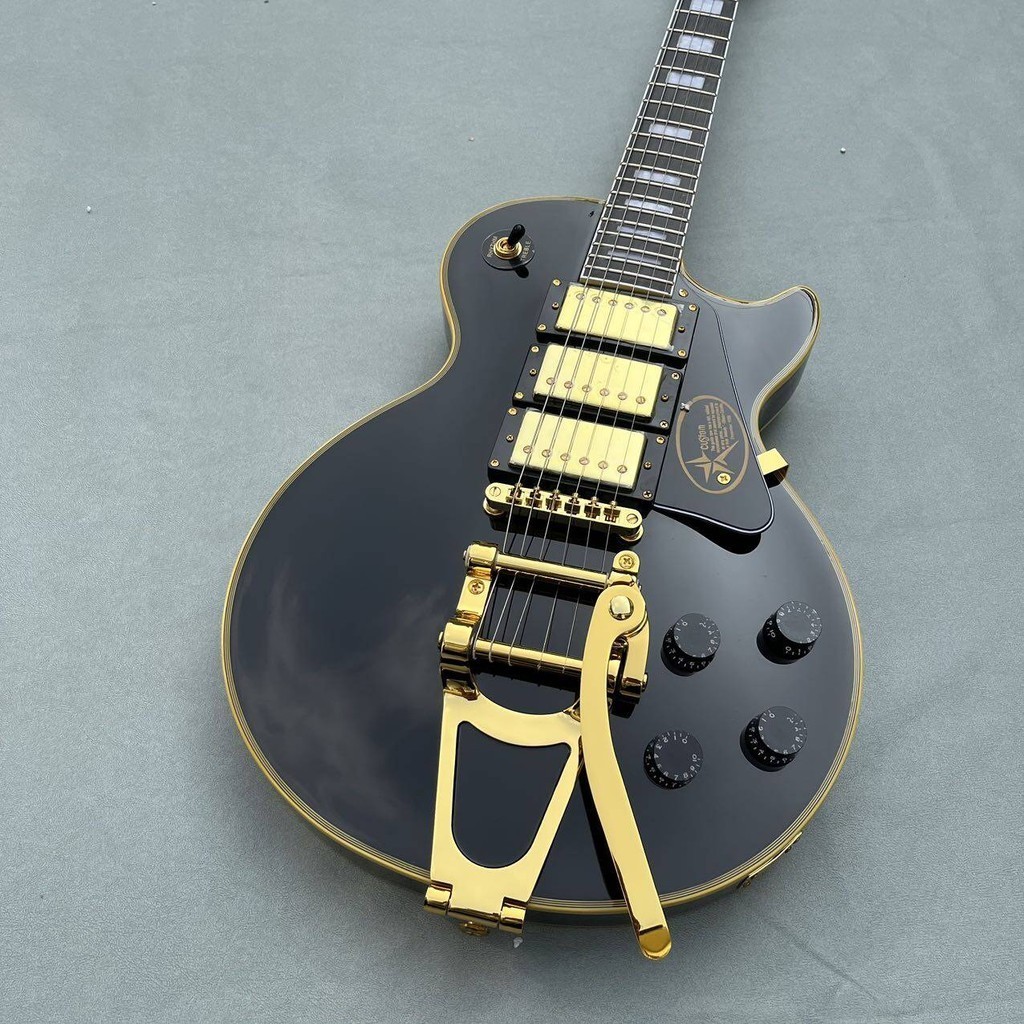 Gibson Les Paul Black Custom Electric Guitar Bigsby B700 Tremolo ...