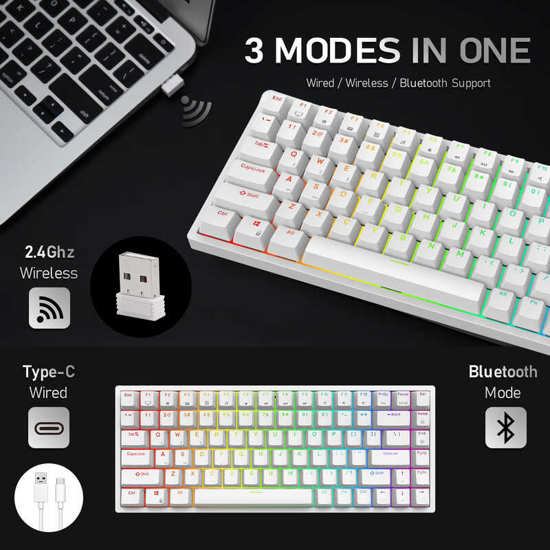 Kludge Rk84 Royal Rgb/Single Backlight Tri-Mode 84-Key Hot Swap ...