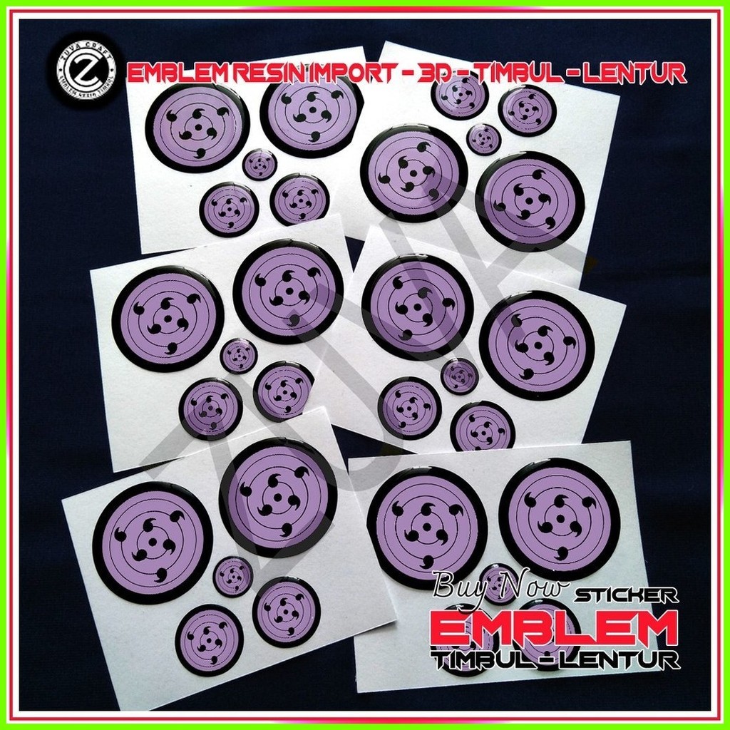 3d MOTORCYCLE STICKER embossed FLEXIBLE LOGO EMBLEM RINNEGAN SASUKE ...