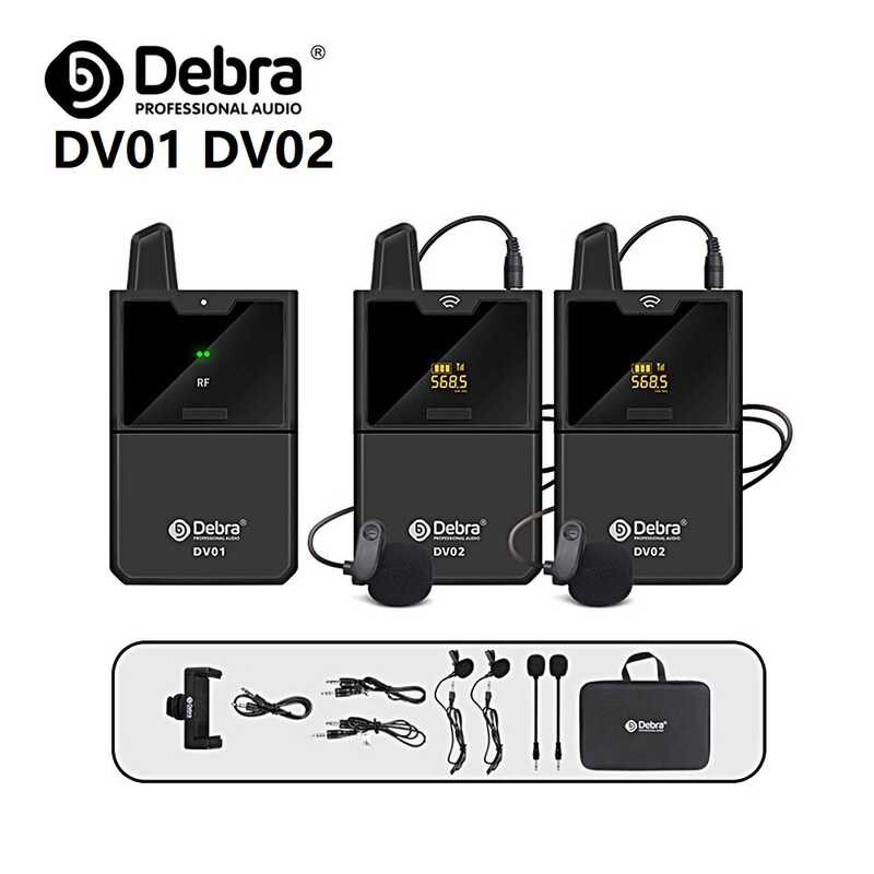 DV01 Debra DV02 Dual Channels UHF Wireless Lavalier Microphone with ...