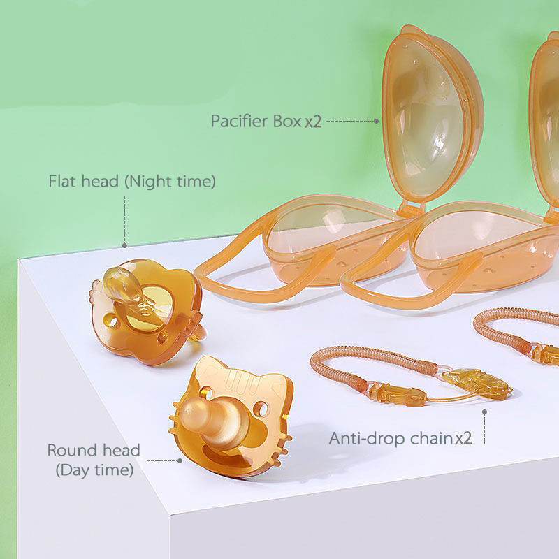 Baby Portable 3 In 1 Pacifier Set Anti-drop Chain Nipple Box Silicone ...