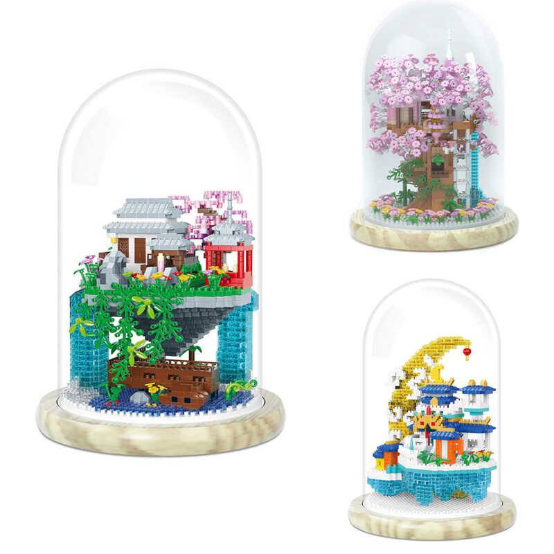 House Sakura Tree Micro Building Blocks Moon Palace Tao Hua Tan 3D ...