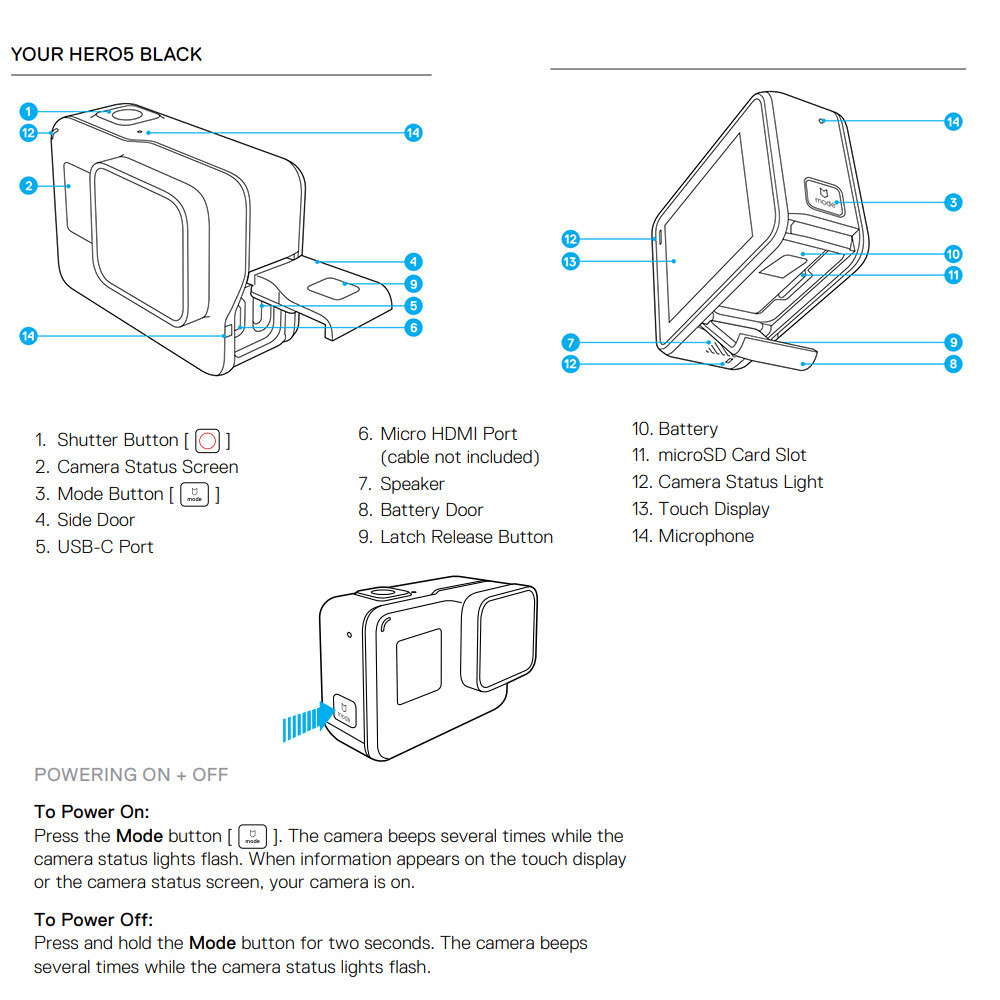 Dual Screen Action Camera 4K GoPro Hero 5 Black Touch LCD With Wifi GPS ...