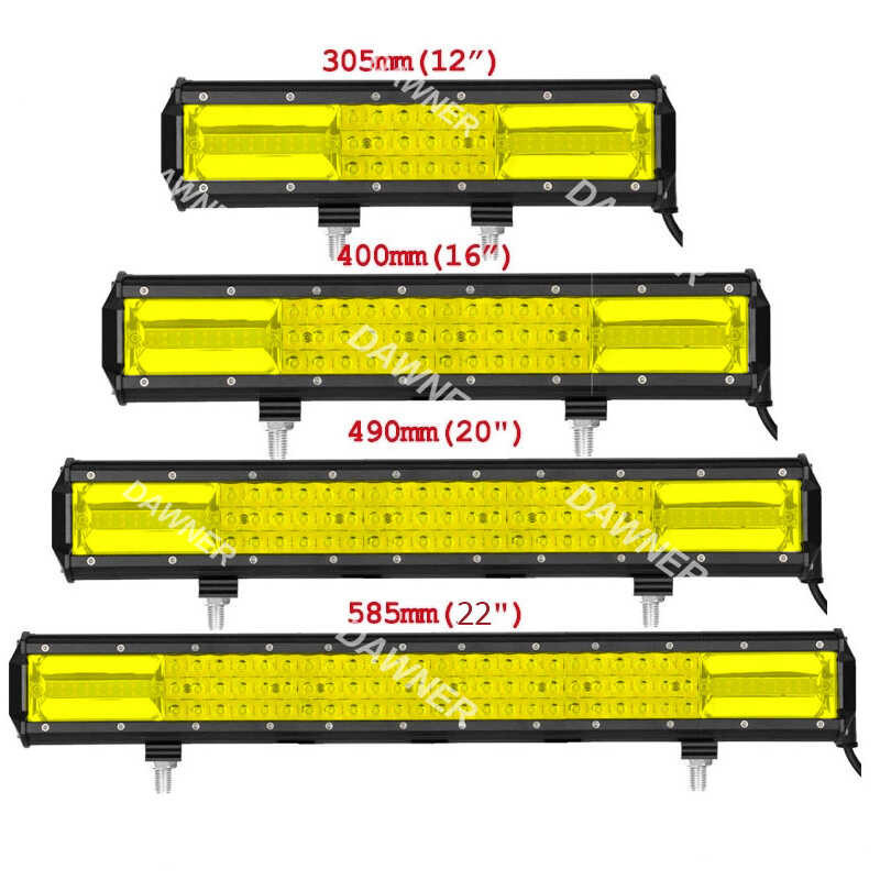 Inch 12-22 Yellow Led Light Bar 3000K 4X4 Offroad Spot Beam 12V 24V ...