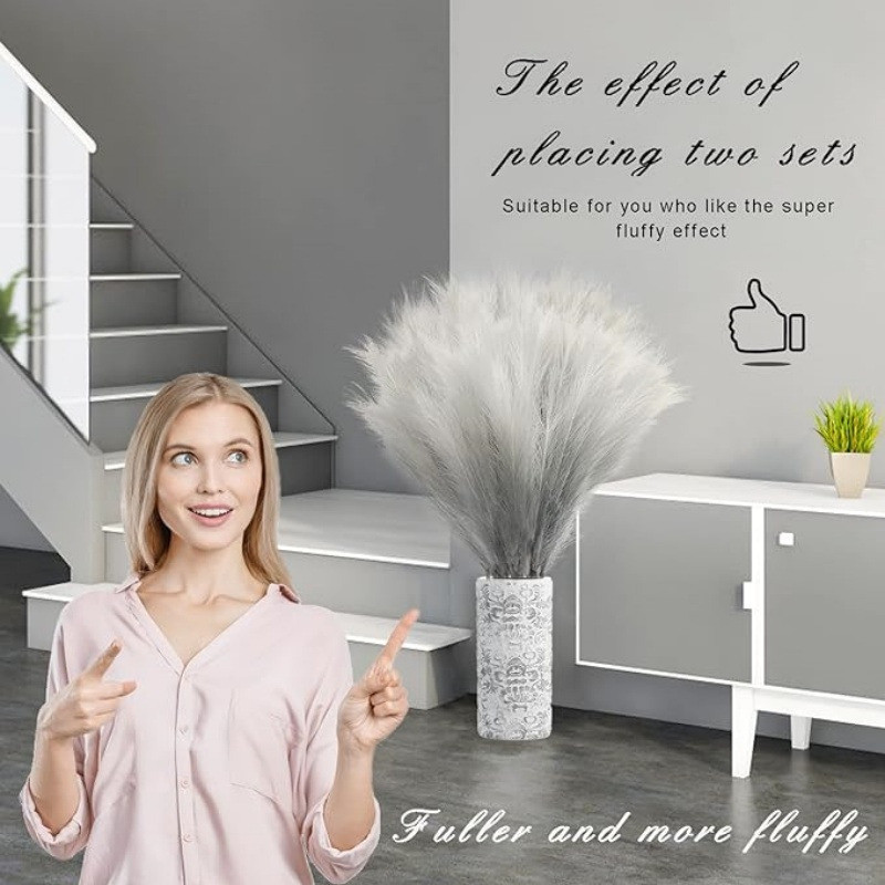 Artificial Pampas Grass Decor - Dried Reed Grass Bouquet - DIY Vase ...