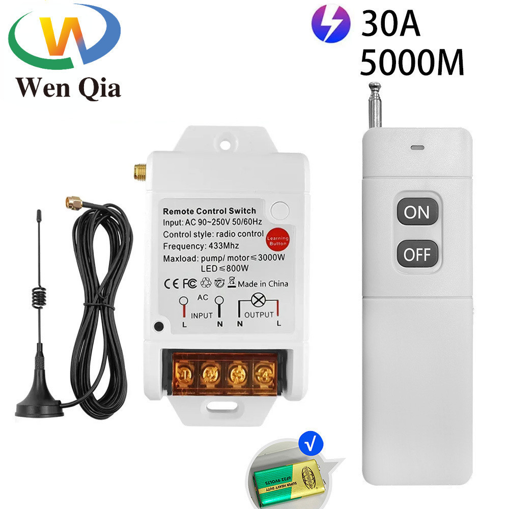 RF 433Mhz Universal Wireless Remote Control Switch 110V 220v 30A 5000M ...