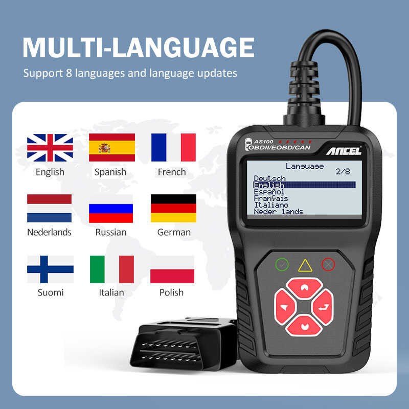 ANCEL As100 Obd2 Reader OBD 2 Scanner Engine Analysis Read Erase Code ...