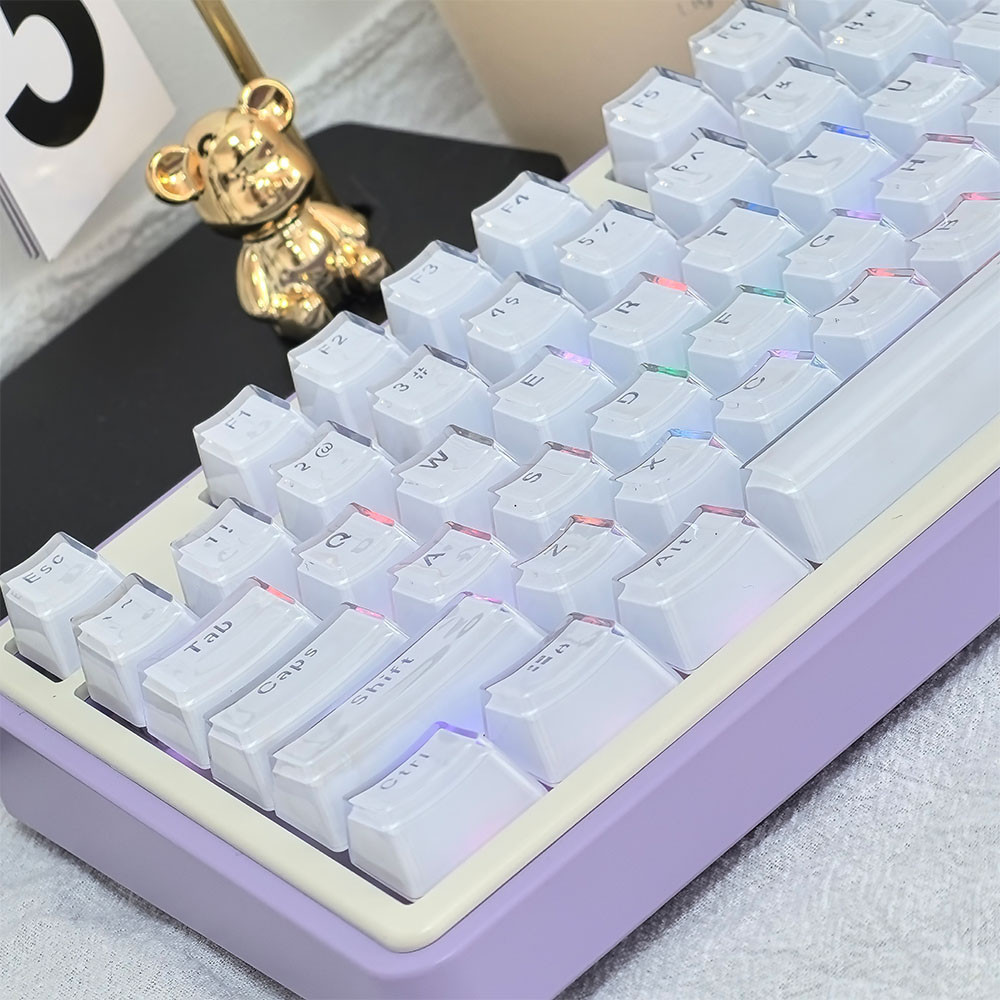 White Jello Keycap 104 Keys OEM Profile PC Double Shot Light ...