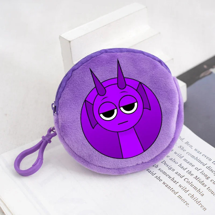 Sprunki Cartoon Plush Coin Wallet Cartoon Round Mini Zipper Cute Money ...