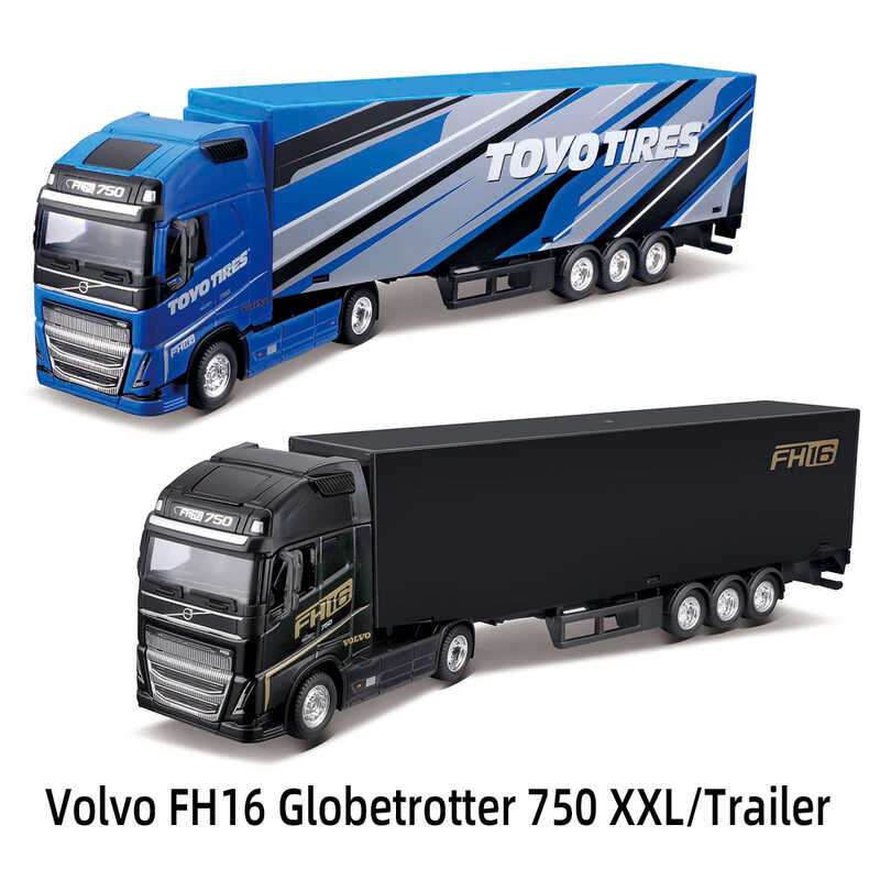 Modelo Camión Personalizado Bburago Street Fire - Camión Volvo FH16 Globetrotter 750 XXL Escala 1:43, Edición Personalizada Roja - Modelo Detallado Para Colección Camión A Escala