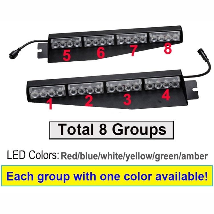 Car Truck Interior Amber White 32 LED Visor Light Bar Windshield Dash ...
