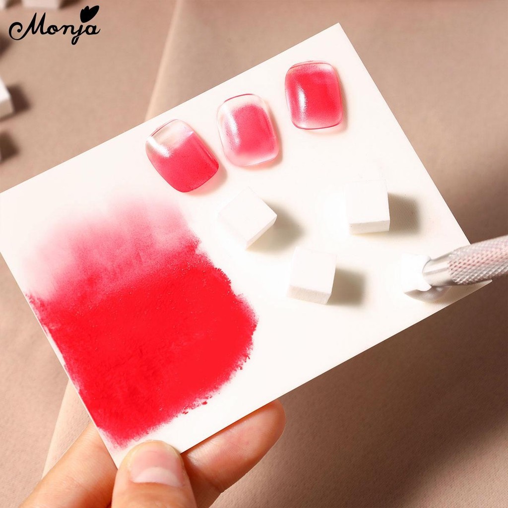 Monja 100Pcs/Box Nail Art Transfer Sponge Gradient Coloring Stamping ...