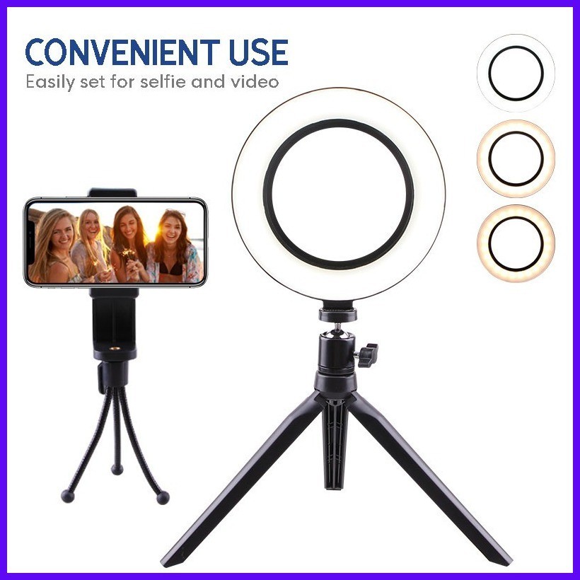 RLL-003) 16CM 4-in-1 LED Ring Light with Desktop Tripod for Vlogging ...