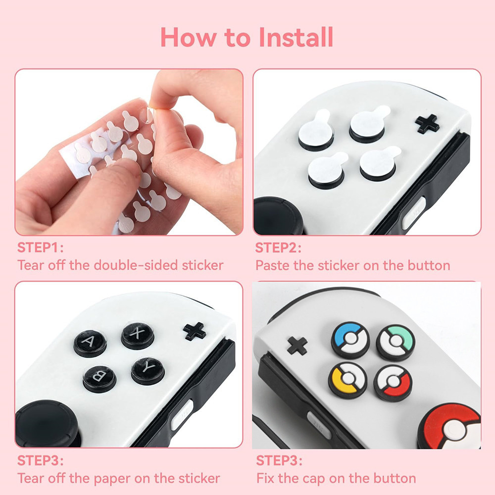 Pokemon Poke Ball Cartoon Silicone Thumb Stick Grip Caps Set For ...