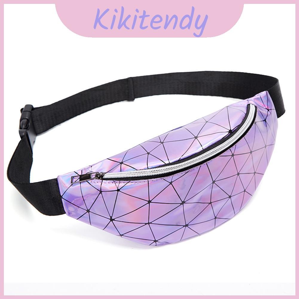 Amosfun Holographic Fanny Pack For Women - Pink PU Waist Bag, Adjustable Strap, 17.5x13x5cm - View #3