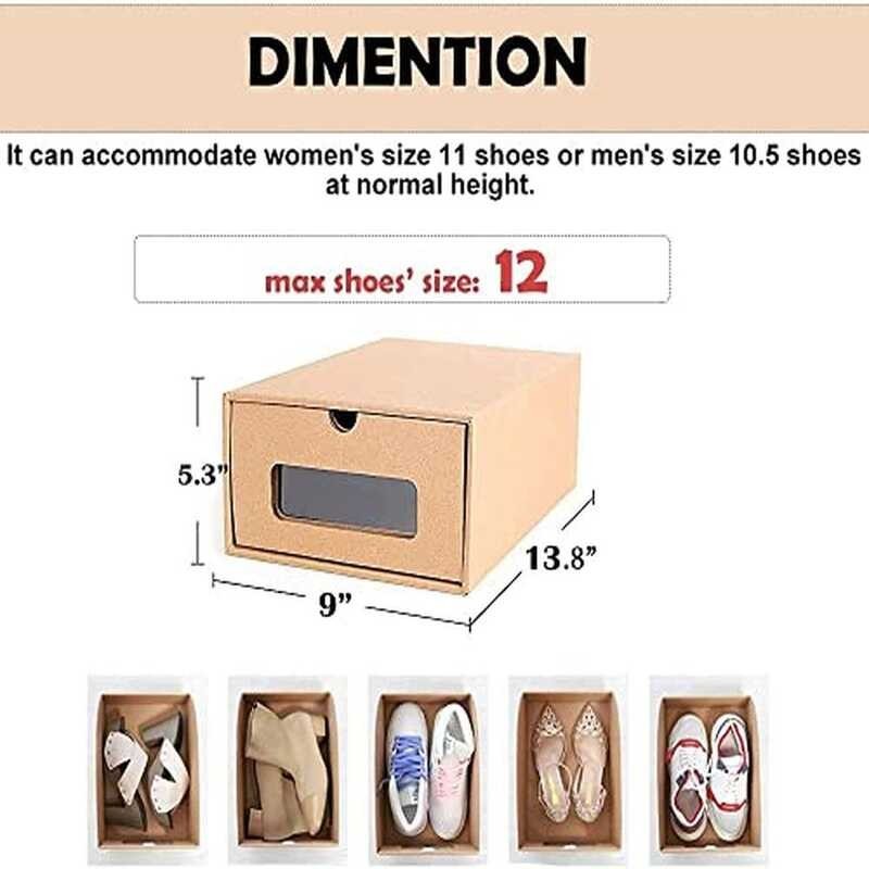 20Pcs Shoe Storage Box Na May Transparent Window Heavy Duty Kraft ...