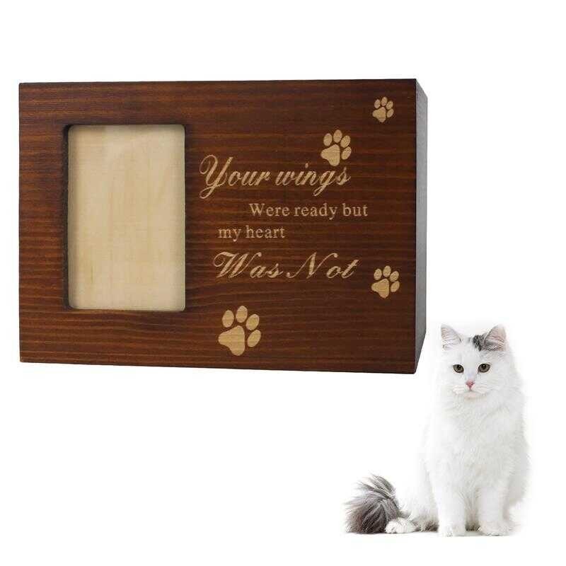 Pet Keepsake Wood Storage Box Gamit Ang Frame Ng Larawan Para Sa Cat ...