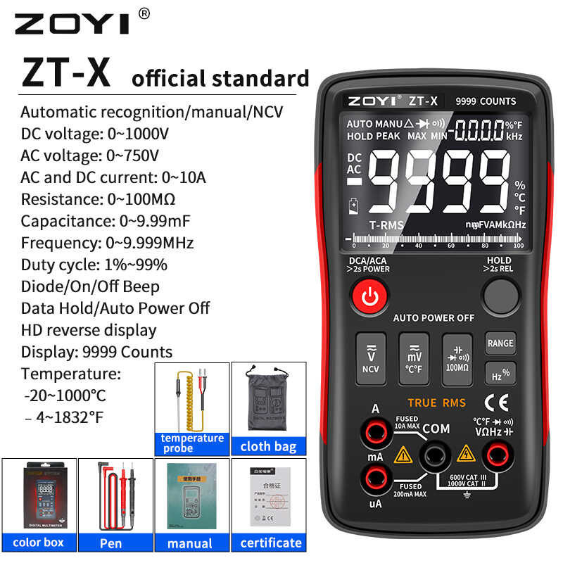 Multimeter ZOYI Digital ZtX Zt102a TRms Auto Range EB LCD DC AC