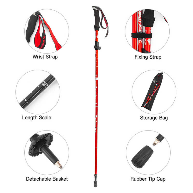 Д Hiking Lightweight Collapsible Trekking Pole Five-Fold Walking Stick ...