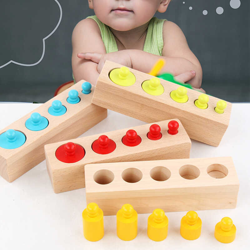 Cylinder Montessori Knobbed Socket Cylinder Socket Puzzles Toy Baby ...