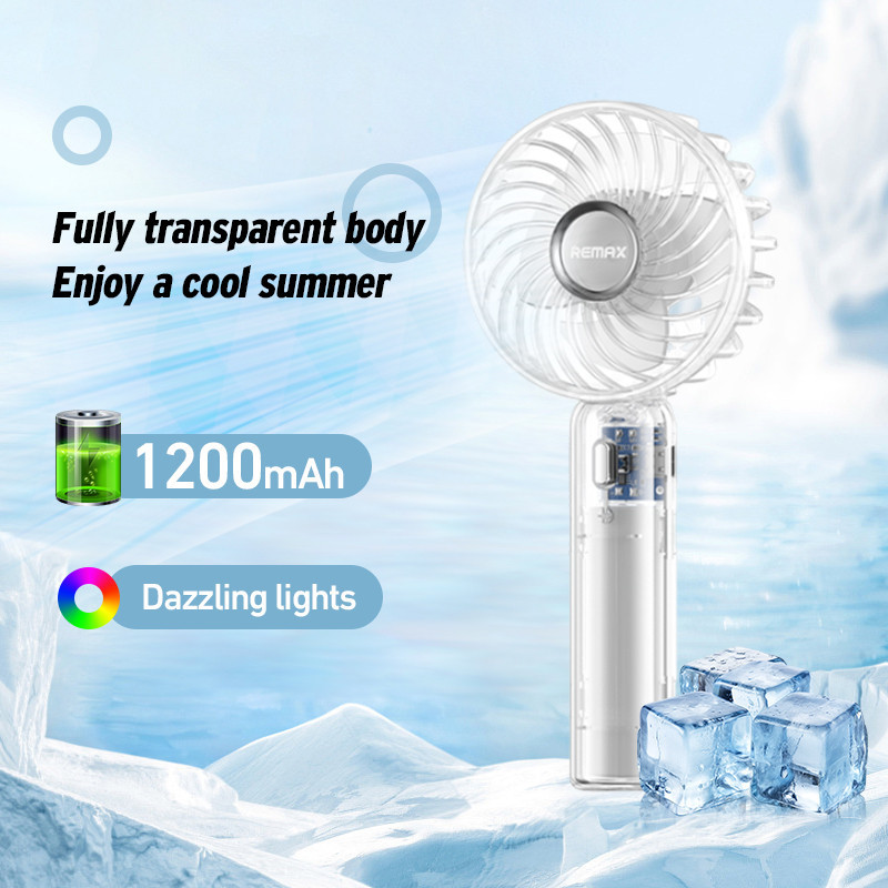 Remax Mini Portable Fan Transparent RS-SF01 1200MAh USB Rechargeable ...