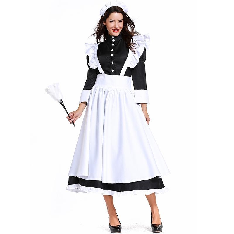 Adult Women Maid Farm Waitress Lolita Dress Apron Halloween Cosplay ...