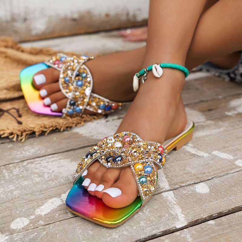 Flat May Ang Ilalim Para Taong 2024 Bagong Pera Sandals, Gulay Kulay Ng ...