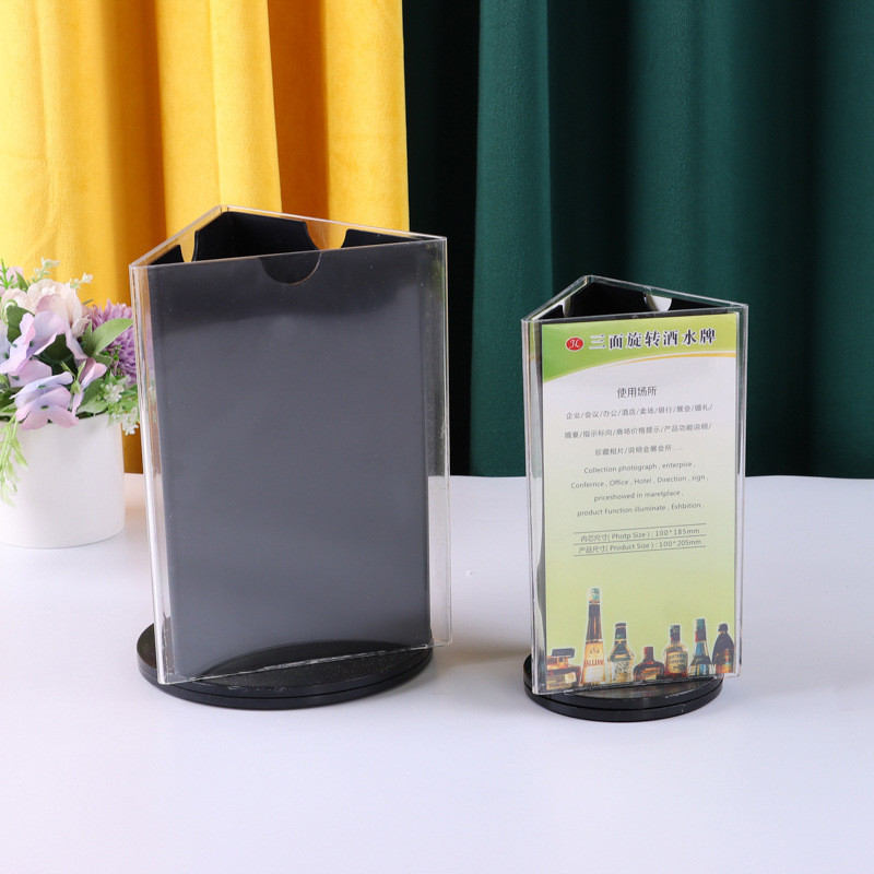 Yo-Fun Menu Stand 360 Degree Rotating 3 Side Acrylic Menu Paper Price ...