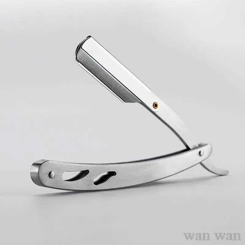 Stainless Steel Razor Holder Golden Men's Manual Folding Straight Edge ...