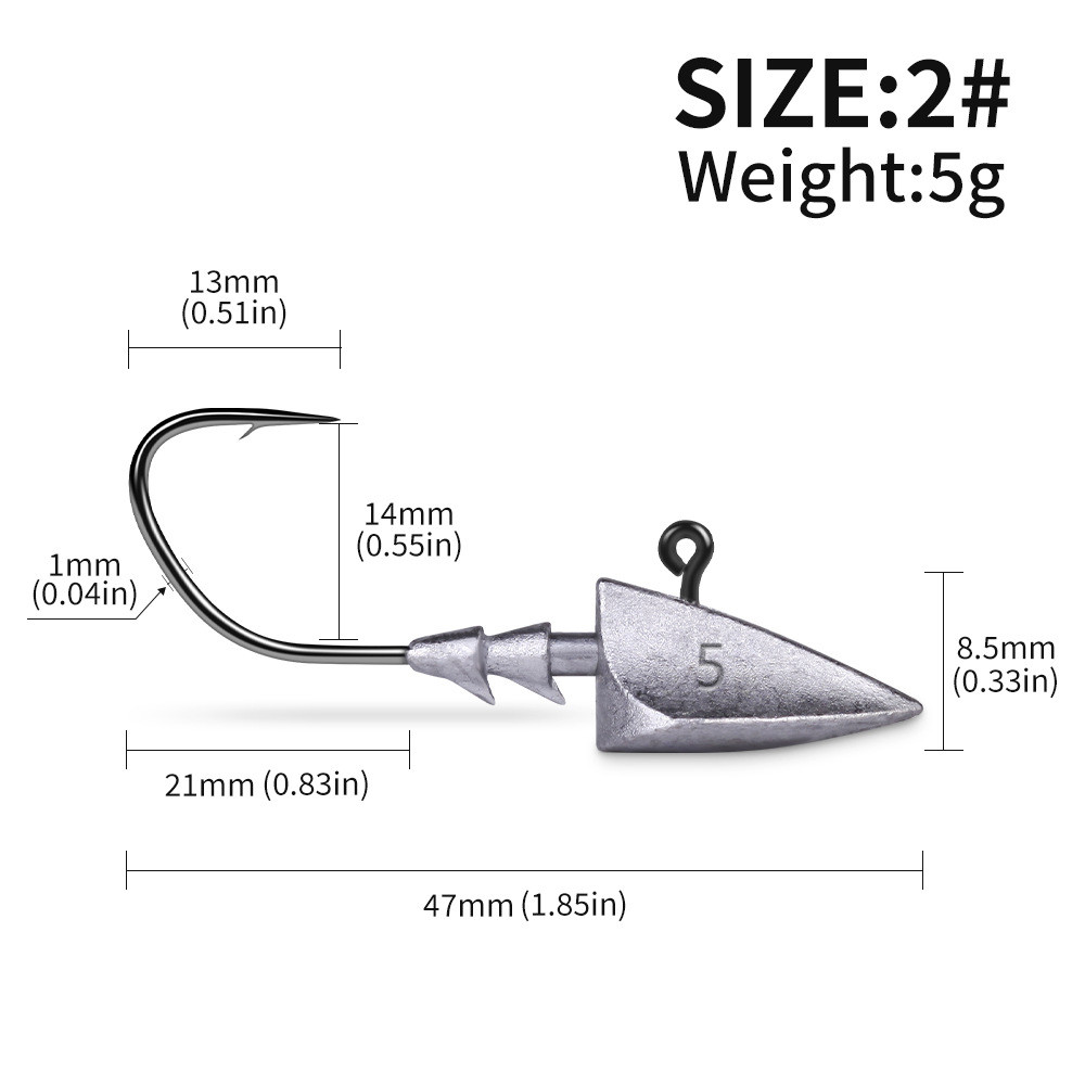10PCS/Lot 3.5g 5g 7g 10g Triangle Head jig Hooks for soft worm fishing ...