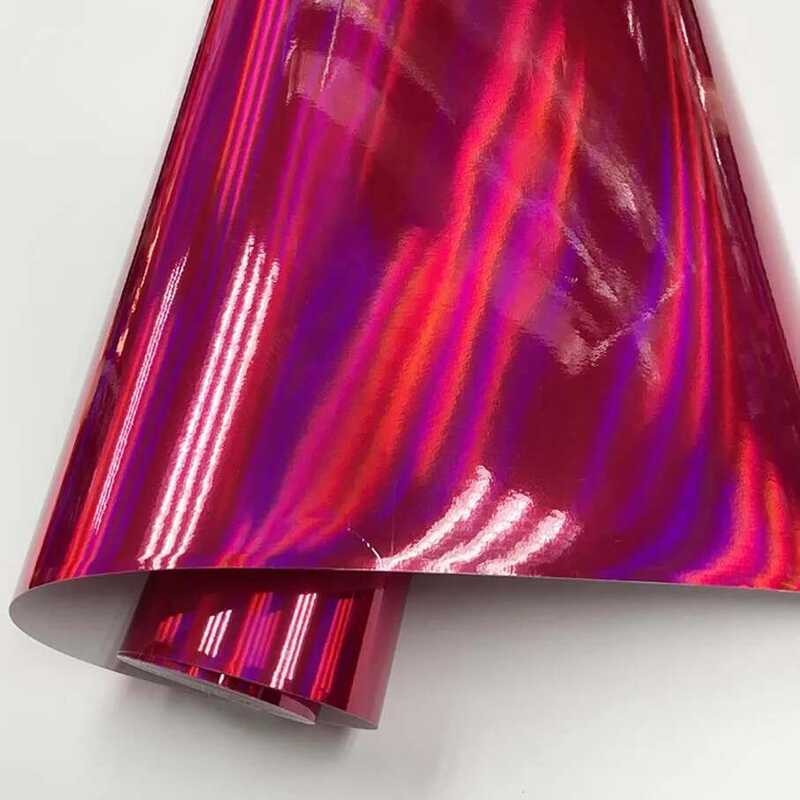 Glossy Holographic Pink Chrome Film Bubble Free Air Release Car Wrap ...