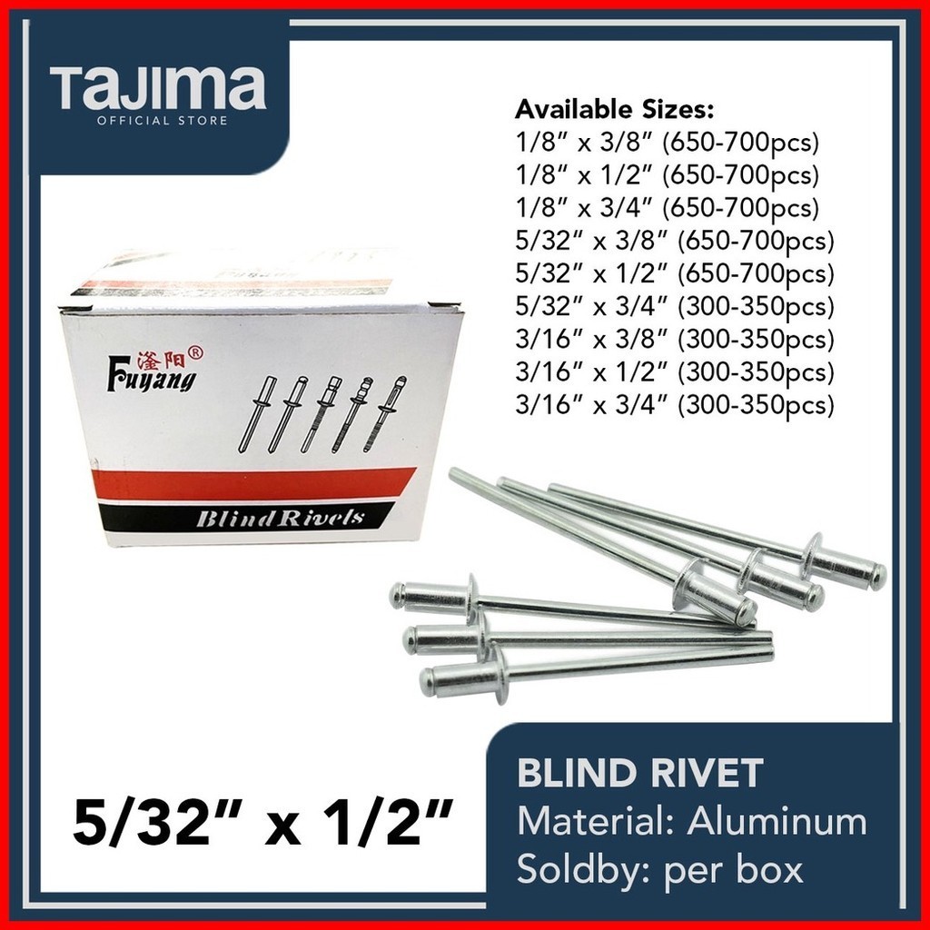 ۩ Blind Rivets (PER BOX) 1/8" x 3/8" 1/2 3/4" or 5/32 or 3/16 Shopee
