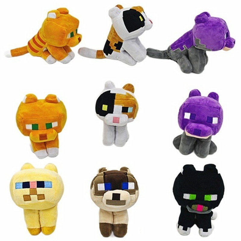 Minecraft 20cm Plush Toy Doll Leopard Series Doll Persian Cat Black ...