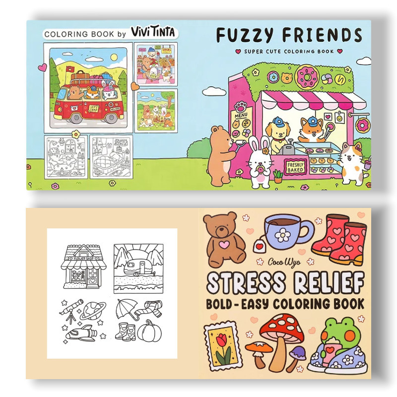 Coloring Book Cute Cartoon Doodles Relaxation Book For Children ...