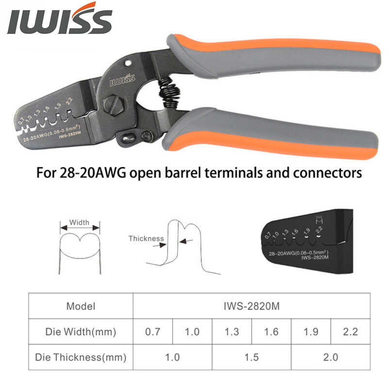 Pince à Sertir Mini Open Barrel IWS-2820 – Outil Pour Connecteurs 28-20AWG