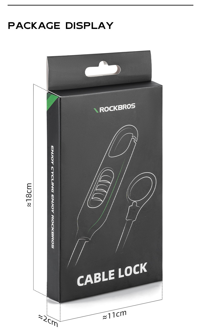 ROCKBROS Bicycle Cable Lock Portable Password Steel Cable Motorcycle ...