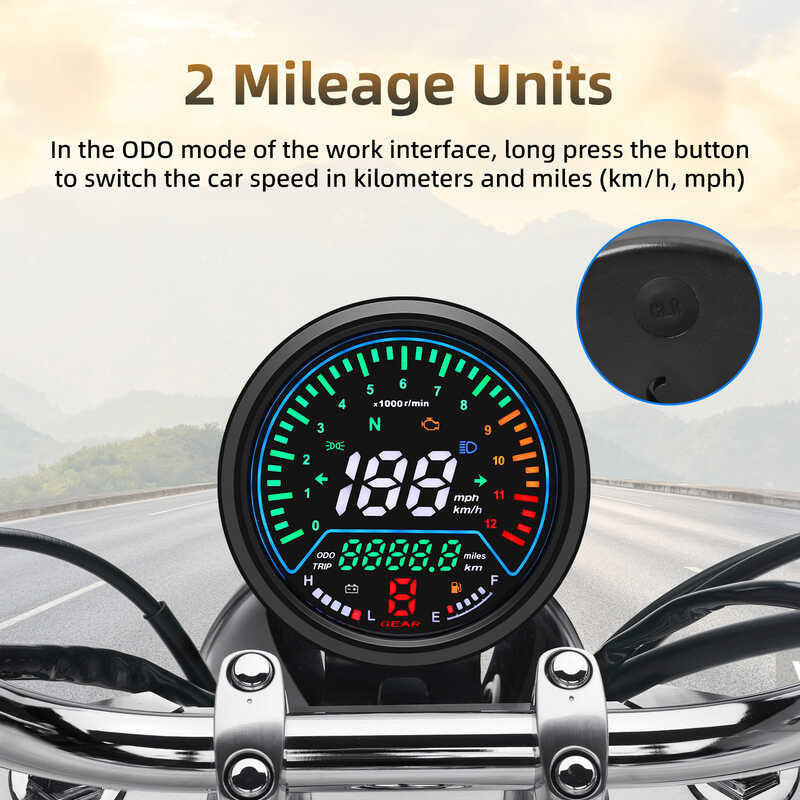Digital Universal Motorcycle Speedometer Tachometer Fuel Gauge ...