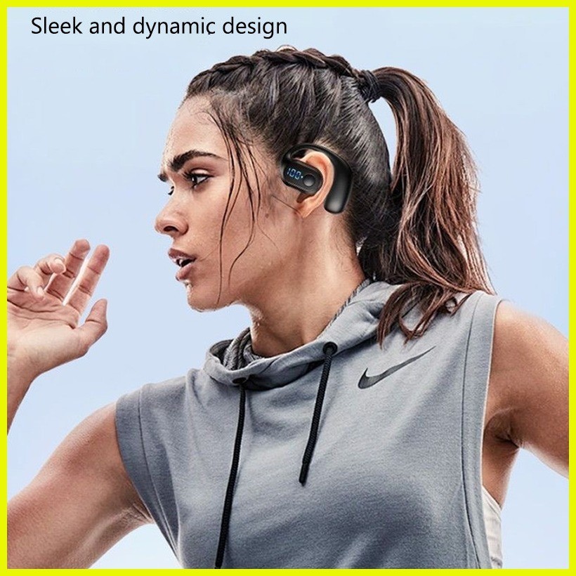 Single ear Earbuds Open Wearable Stereo wireless Bluetooth earphones with mic Digital display Shopee Philippines