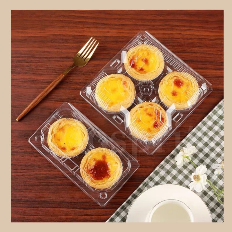 10PCS Disposable Box Pudding Dessert Egg Tart Clamshell Packaging ...