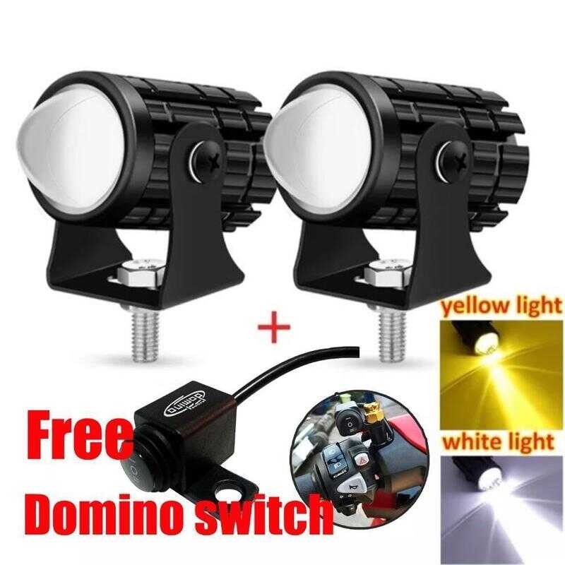 2Pcs Color Mini Motorcycle Driving Lights White Yellow Pair With ...