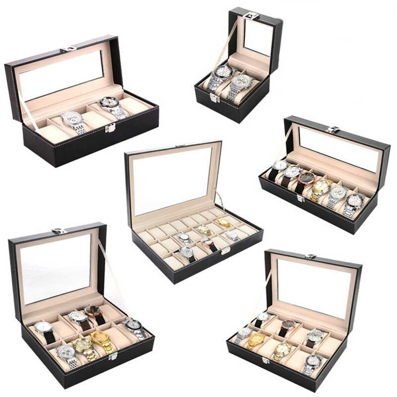 PU 3/6/10 Grids Leather Watch Case Holder Organizer Storage For Quartz ...